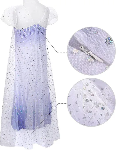 Vista 6 de Disfraz de princesa blanco para niñas pequeñas, disfraz de Halloween y cosplay