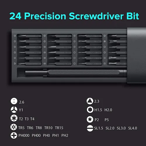 Vista 2 de Xiaomi Mi Juego de destornilladores de precisión, juego de 24 puntas de destornillador magnéticas, juego de herramientas de destornillador