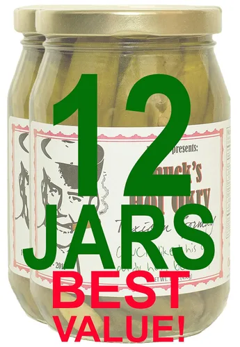 Vista 7 de Harold's - Chuck's Hot Okra - Okra picante gourmet - Repleto de ajo fresco y habanero - Hecho en Texas