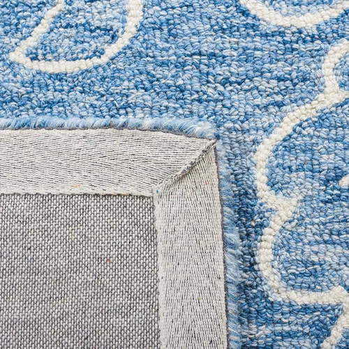 Vista 3 de SAFAVIEH Jardin Collection Alfombra de pasillo, 2 pies 3 pulgadas x 9 pies, azul y marfil, lana floral hecha a mano, ideal para zonas de alto