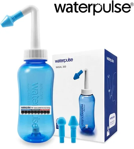Vista 6 de Waterpulse Neti Pot - Enjuague sinusal, 10.1 fl oz de irrigación nasal con termómetro adhesivo, sin BPA para adultos y niños (10.1 fl oz)