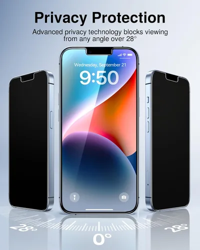 Vista 3 de SMARTDEVIL Paquete de 2 protectores de pantalla de privacidad para iPhone 14/iPhone 13/iPhone 13 Pro, antiespía, de grado militar, inastillable