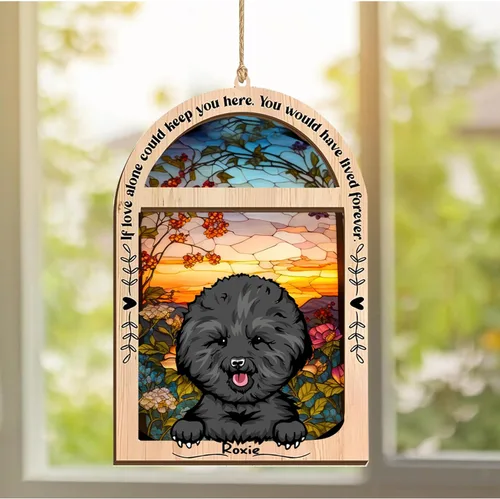 Vista 260 de LOVELYPOD Adorno de Navidad personalizado de sabueso afgano, atrapasoles con nombre, regalos de pérdida de mascotas, regalos para amantes