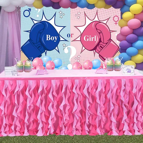 Vista 4 de Fondo de boxeo, vinilo de 5 x 3 pies, tema de revelación de género, fondo de fotografía para decoración de fiesta de baby shower BJZYPR206
