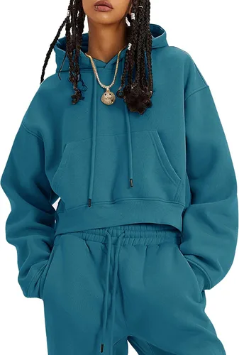 Vista 67 de Kissonic Conjunto deportivo de forro polar para mujer, 2 piezas, sudadera con capucha y pantalones deportivos