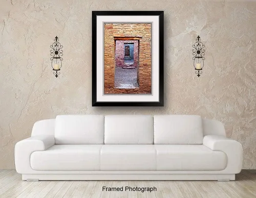Vista 2 de Bob Estrin Handmade Photograph of Native American Ancient Stone Walls and Multiple Doors at the Pueblo Bonito Ruins at Chaco Culture Park, New