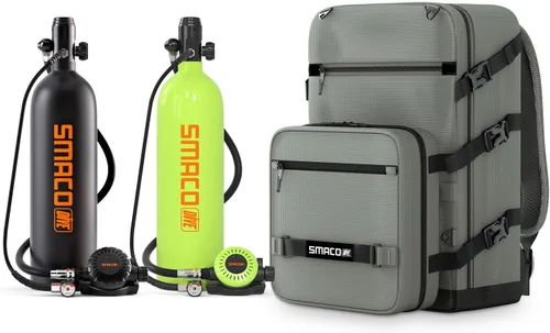 Vista 11 de SMACO Mini tanque de buceo 1.9L Tanque de buceo portátil (2 piezas) Reutilizable Buceo Pony Botella de Respaldo Cilindro de aire de buceo hasta 30