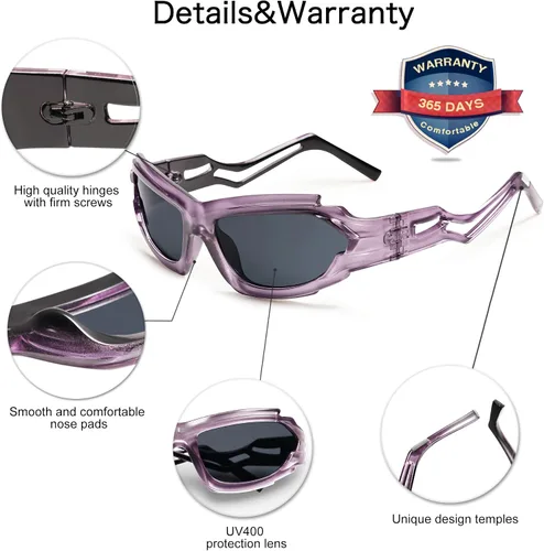 Vista 6 de VANLINKER Gafas de sol envolventes ovaladas frescas para mujer y hombre, deportes de moda, irregulares, negras, gafas oscuras rápidas VL9739