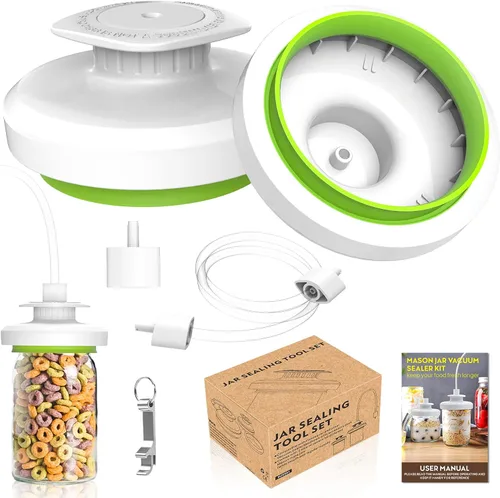 Vista 10 de Kit de sellador al vacío para frascos, sellador al vacío para frascos, sellador de enlatado y accesorio de manguera de tarro Mason con bomba