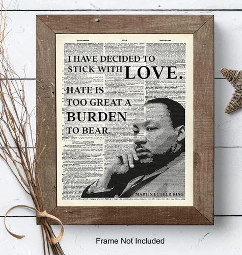 Vista 9 de Arte inspirador de pared de diccionario de Martin Luther King, MLK, decoración del hogar, póster reciclado para decoración de oficina o habitación