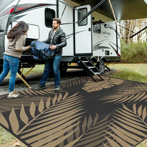 Vista 79 de GENIMO - Alfombra para exteriores de 6 x 9 pies, para patio, espacios amplios, reversible, de pajillas de plástico, alfombra impermeable para Azul