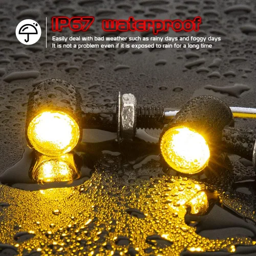 Vista 5 de Intermitentes LED para Motocicleta Mini Señales Giratorias Pequeñas Luz Indicadora Micro Delantera Trasera Compatible con Harley Davidson Honda