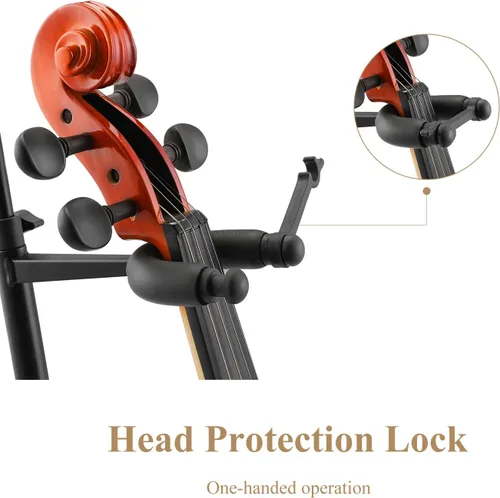 Vista 3 de Eastar Soporte para violín con lazos, soporte para guitarra acústica bajo, mandolina, banjo, soporte portátil y ajustable negro, fácil de instalar