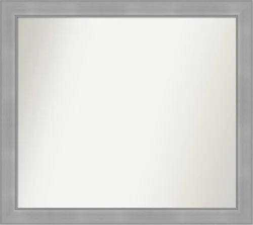Vista 49 de Amanti Art Espejo de baño plateado para sobre el fregadero, 24 x 24 pulgadas, espejo cuadrado de peltre forjado a medida, marco de madera casual
