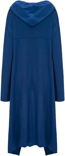 Vista 7 de Vestido para mujer, holgado y casual, de manga larga, estilo sudadera con capucha y dobladillo asimétrico