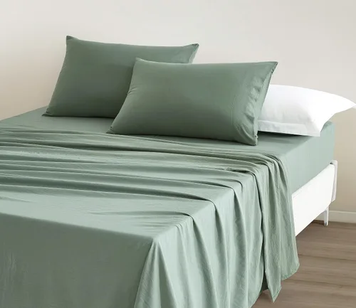 Vista 16 de Chezmoi Collection Juego de sábanas y fundas de almohada de tamaño individual lavado a piedra, 3 piezas, extra suave, transpirable, resistente a