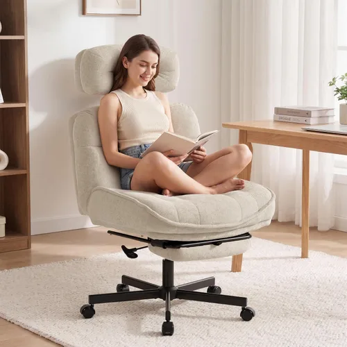 Vista 12 de FiveWillowise Silla de oficina cruzada con respaldo alto y reposapiés Marrón