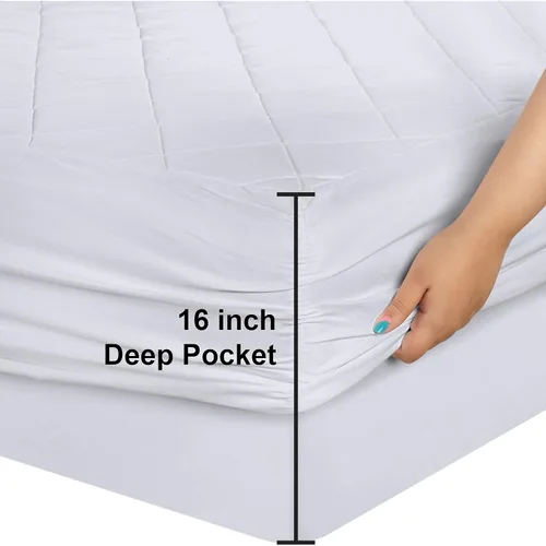 Vista 3 de Utopia Bedding - Funda acolchada para colchón con ajuste elástico, tamaño California King, protector y cubierta de colchón con bolsillo profundo que