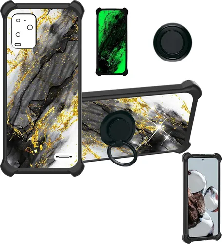 Vista 17 de Aroepurt Cricket Ovation 2 - Funda compatible con AT&T Maestro Max (2021) [PC duro + silicona suave] [purpurina dorada + luminosa] JSH-HDL