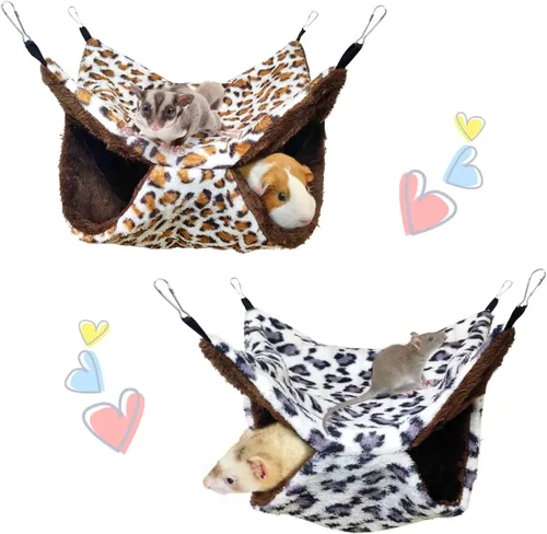 Vista 12 de LEFTSTARER Hamaca colgante para animales pequeños para mascotas, hurón, litera, jaula de juguete para hámster, rata, planeador de azúcar, loro