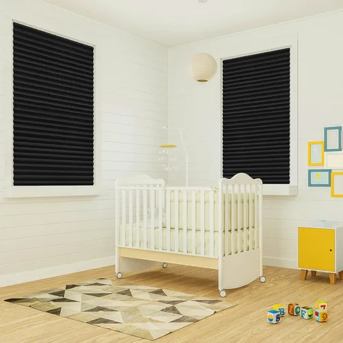 Vista 3 de Persianas de papel plisadas opacas adhesivas, impermeables y fáciles de cortar, persianas de bloqueo solar para ventanas, sin taladro, sin