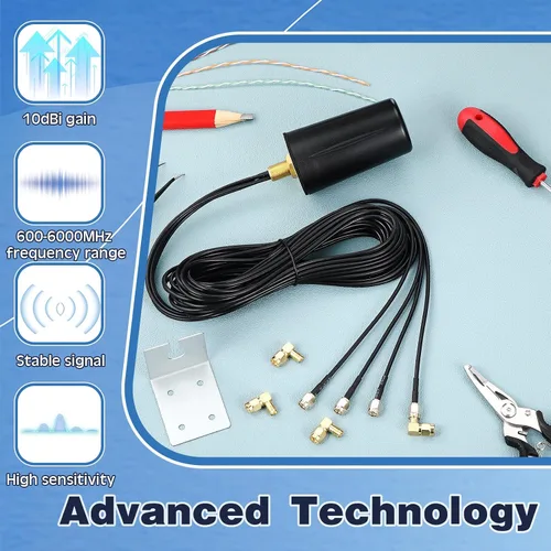 Vista 5 de FairySandy 5 unids 5G antena móvil 4x4 MIMO omnidireccional LTE Antena externa con SMA macho a hembra adaptador de ángulo recto para aumentar