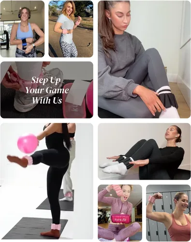Vista 2 de Peso para Pilates Pesas ajustables para muñeca y tobillo para mujeres Brazaletes con peso 1 libra/ 2 libras cada una (Juego de 2) Juego de 2