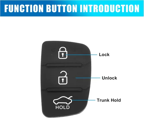 Vista 3 de X AUTOHAUX 3 botón coche remoto Fob caso inserto de goma almohadilla teclado reemplazo para Hyundai