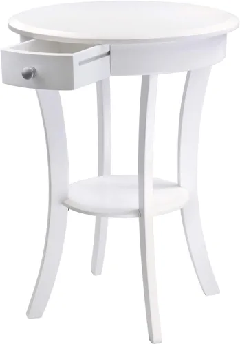 Vista 7 de Mesa auxiliar Sasha Accent, de la marca Winsome. Hecha de madera, con cajón, patas curvas, man-made-material, Blanco