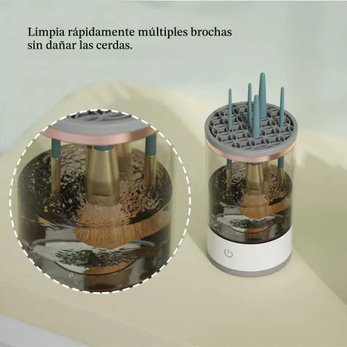 Vista 4 de Limpiador de brochas de maquillaje - Máquina eléctrica de limpieza de brochas de maquillaje, herramienta automática de limpieza y secado de brochas