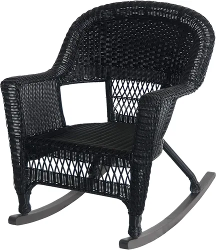 Vista 8 de Jeco Juego de 3 sillas de mimbre Rocker con cojín naranja, color negro