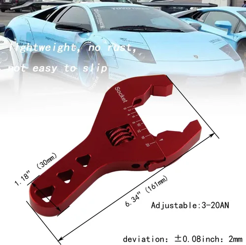 Vista 4 de AN3-20 Llave AN compacta ajustable de aluminio Llave universal con mango corto (rojo, AN3-AN20)