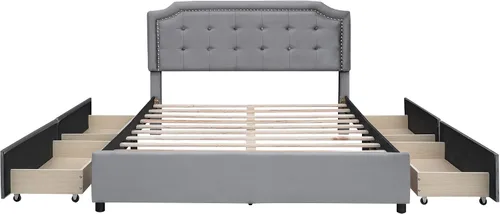 Vista 8 de SOFTSEA Base de cama tapizada Queen con cajones