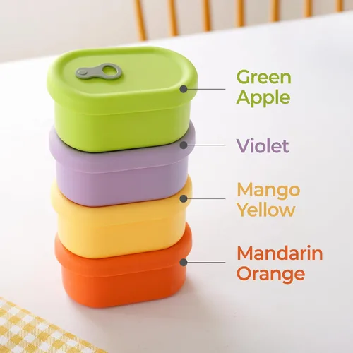 Vista 9 de Recipiente de comida de silicona coreana con ventilación de vapor, manzana verde 4pc