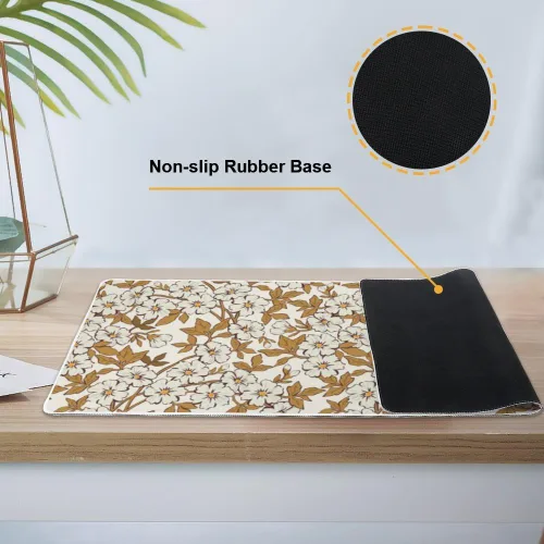 Vista 3 de Classic Gold Floral Mouse Pad Large Gaming Mousepad with Non- Slip Rubber Base Smooth Face Table Pad Computer Mat Office Desk Supplies for School