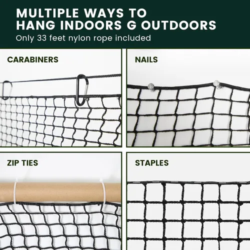 Vista 5 de Golf Net for Hitting Practice, 10Ft to 50Ft Golf Ball Netting with 33Ft Hanging Nylon Rope,Also Use as Baseball, Hockey, Soccer, LAX