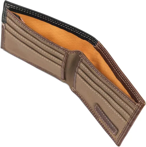 Vista 4 de Timberland PRO Billetera plegable RFID de cuero delgado para hombre con ventana trasera de identificación