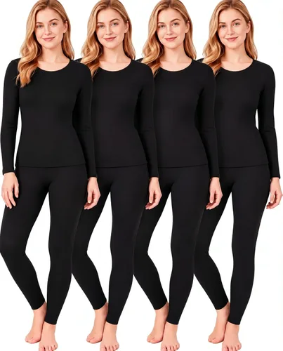 Vista 8 de Conjunto de 4 calzoncillos largos con forro polar para mujer