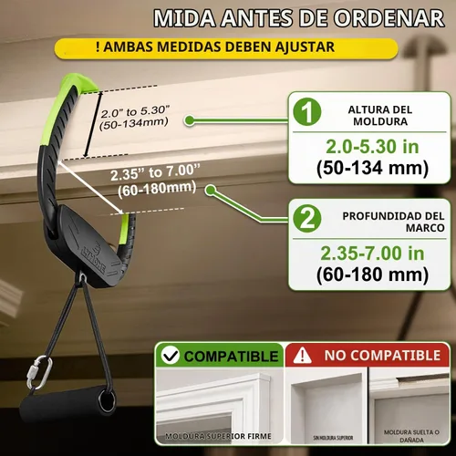 Vista 2 de Portable Pull Up Bar for Doorway, 2 Independent Handles, No-Screw Design