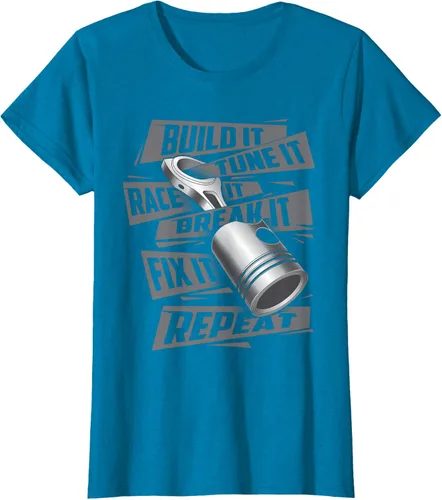 Vista 82 de Build It Tune It Race It Break It - Camiseta para entusiastas de los coches de carreras, talla S Negro