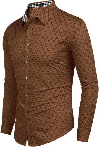 Vista 3 de COOFANDY Men's Business Dress Shirt Long Sleeve Slim Fit Casual Button Down Shirt