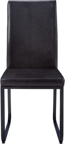 Vista 5 de Monarch Specialties I 1106 - Juego de 2 sillas de comedor, tapizadas, para cocina, comedor, aspecto de piel sintética, metal, negro, contemporánea