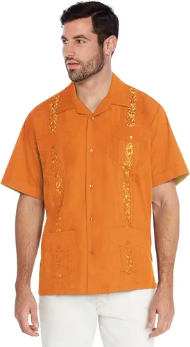 Vista 3 de vkwear Camisa de vestir de manga corta para hombre, estilo guayabera, cubana, playa, boda, informal, para hombre