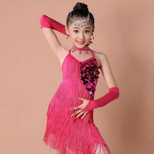 Vista 6 de Vestido de baile latino para niños, para fiesta de baile para bebés, disfraz de ballet para niños, vestido de baile para niñas
