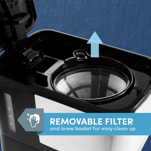 Vista 4 de Elite Gourmet EHC9420 Cafetera automática de 5 tazas para preparar café por goteo con filtro reutilizable, pausa y sirve, interruptor de Acero