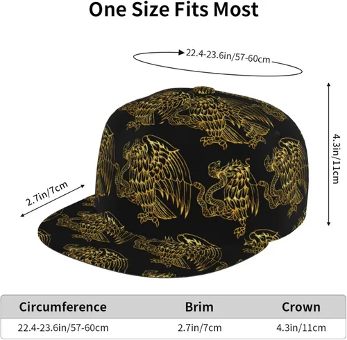 Vista 6 de Sombreros planos de águila mexicana para hombre, sombreros Snapback para hombre, gorra de camionero, gorra de béisbol para juegos, ala ajustable
