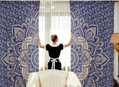Vista 8 de Cortinas de ventana de mandala hippie indio, gitano, bohemio, sol, luna, hermosas cortinas para dormitorio, sala de estar, balcón, cenefa