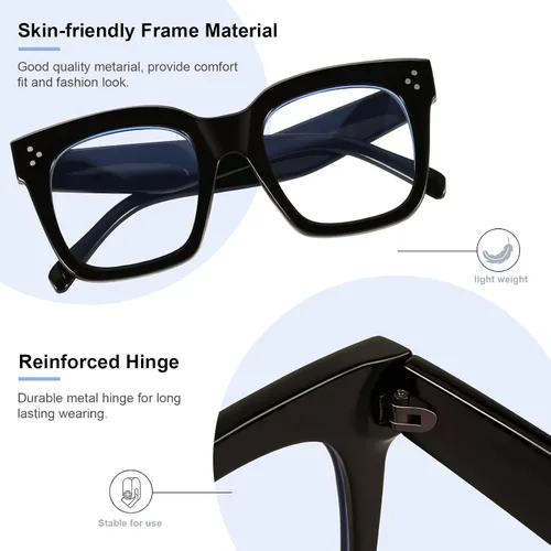 Vista 4 de Ovresized Blue Light Blocking Glasses for Women Men Square Computer TV Eyeglasses