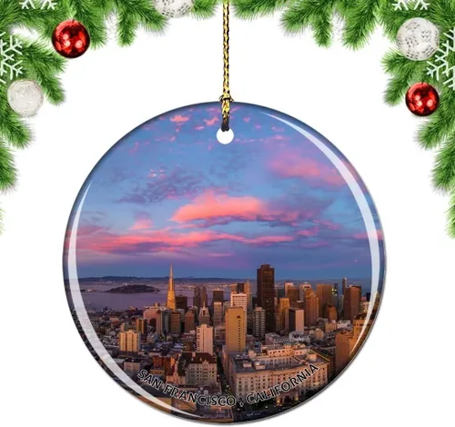Vista 24 de California San Francisco 16 Avenue Tiled Steps USA Christmas Tree Ornamento Decoración Colgante Colgante Decoración Ciudad Viaje Souvenir Colección