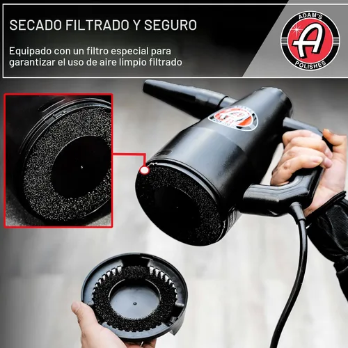 Vista 5 de Adam's Polishes Mini Cañón de Aire - Secador de Coche Portátil de Alta Potencia con Filtro Seco Antes de Limpiar el Coche, Detalles del Coche